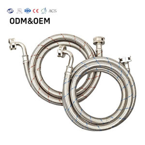 Tuyau flexible en acier inoxydable tressé de qualité supérieure, 1,2 m, pour machine à laver, résistant aux éclats, pour eau chaude et froide, raccord coudé de plomberie - Product Image 1