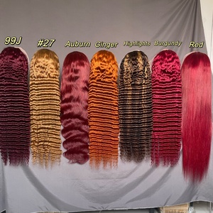 Perruques Lace Front 13x4 99J en Cheveux Humains, Densité 180%, Dentelle Transparente, Pré-Pluckées, 4 Textures Disponibles - Product Image 6