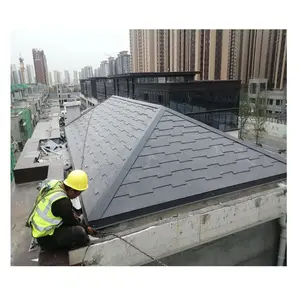 伝統的なデザイン亜鉛アルミニウム屋根板最高品質の石コーティングされた鋼の屋根タイル平屋屋根タイルアパート
