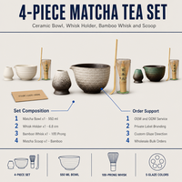 Ensemble de thé matcha japonais 550 ml, bol en céramique, fouet en bambou Chasen, Chashaku, vente en gros, fournisseur OEM ODM pour hôtels et restaurants