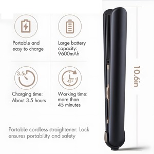 Lisseur et boucleur de cheveux sans fil 2 en 1 en aluminium, batterie USB 9600 mAh, garantie 1 an, léger, portable, pour usage domestique et hôtelier - Product Image 4