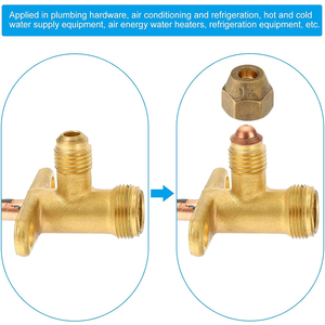 Chất Lượng Cao Ngoài Trời Brass Điều Hòa Không Khí Các Bộ Phận 1/4 Điện \ "3/8 \" 1/2 \ "<span class=keywords><strong>5</strong></span>/8 \" Đồng Chia Dịch Vụ Van L Uốn Cong Khí Dừng Cho - Product Image 4