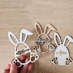 Etiquetas Personalizadas <span class=keywords><strong>para</strong></span> Cestas de Conejitos de <span class=keywords><strong>Pascua</strong></span>, Adornos Colgantes de Madera <span class=keywords><strong>para</strong></span> Regalos - Product Image 2
