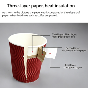 Merry Christmas Ripple Wall Paper <b>Cups</b> With Holiday Stickers <b>Disposable</b> Hot Drink <b>Cups</b> Red Green Design - Product Image 4