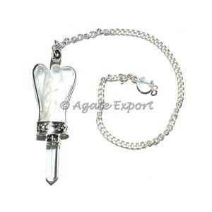 Ángel cuarzo transparente 2 uds péndulos hechos a mano ágata blanca Natural y piedras preciosas de Chakra de cristal 8mm piedras preciosas sueltas de colores - Product Image 1