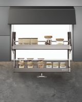 Cesto Deslizante de Armazenamento para Armário Superior de Cozinha em Liga de Alumínio e Ferro, Dourado Champanhe, com Sistema Fluorocarbono