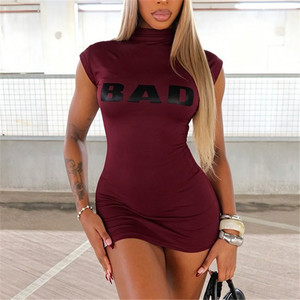 Jiubaju Nuova Collezione Estiva, Top Senza Maniche Sexy Stile Americano con Stampa Lettering, Abito Corto alla Moda per Donne - Product Image 3