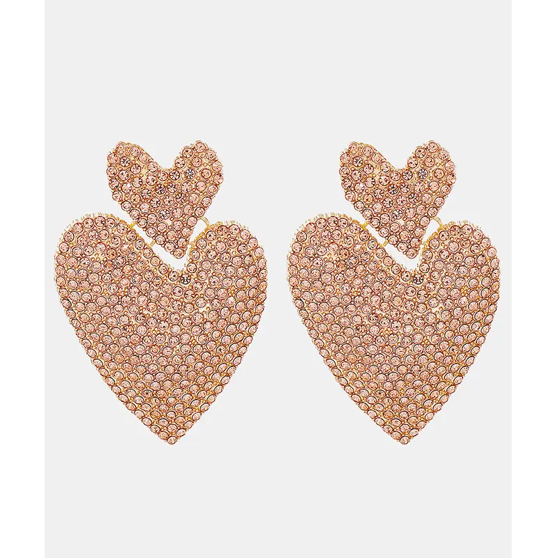 2022 New Design Bling Heart Earrings Gold Heart Bohemian Style Women Fashion Earring Jewelry