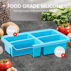 Plateau de congélation en silicone Moule à soupe <span class=keywords><strong>Glaçons</strong></span> Paquet de 4 Récipients de congélation <span class=keywords><strong>des</strong></span> aliments pour le stockage et la congélation de la sauce à soupe Glace Garder au frais - Product Image 6