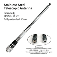 Antenne télescopique pliable à gain élevé 400-470 MHz 136-174 MHz SMA mâle/femelle pour talkie-walkie radio bidirectionnelle transmetteur-récepteur portable