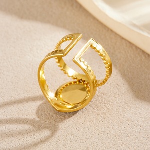 Elegant Court Style Wide Opening Adjustable Oval Tiger Eye Stone Gold Plated Ring Unisex Party Jewelry - Product Image 3