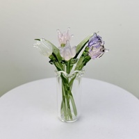 Kaca Kristal Buatan Bentuk Bunga Lima Kelopak Buket Calla Lily Tulip Vas Kecil Hiasan Meja Dekoratif Berlapis Kaca Hadiah