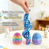 Œuf Fidget Torsadé Imprimé en 3D, Œuf Glissant Anti-Stress, Remplissage de Panier de Pâques Essentiel pour Adolescents et Enfants