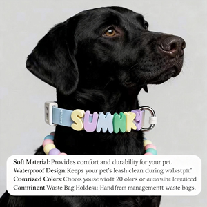 Conjunto de Correa y <span class=keywords><strong>Collar</strong></span> para Mascotas Ajustable, de Poliéster Ecológico Suave, con Hebilla, Personalizable - Product Image 2