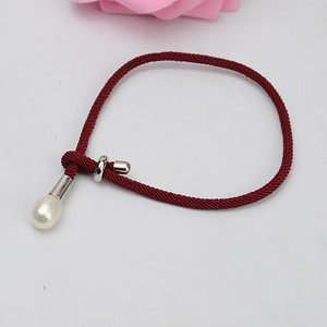 S925 Silver Black Rope <b>Red</b> Rope DIY Accessories Simple Handmade <b>Bracelet</b> with Empty Support Small Fresh Jewelry Findings - Product Image 2