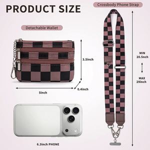 Correa de Poliéster Personalizada para Teléfono con Cartera, Bolso Bandolera, Cordón Desmontable, Bolso a Cuadros con Ventana para Identificación y Bolsillo RFID - Product Image 2