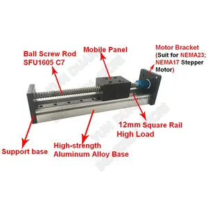 100 मिमी ~ 700 स्ट्रोक इलेक्ट्रिक मोबाइल स्लाइडिंग टेबल मॉड्यूल रेल sfu1605 बॉलस्क्रू स्लाइड क्रॉस रैखिक चरण गाइड प्लेटफॉर्म cnc