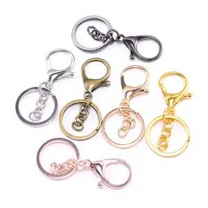6 Colors Keychain Ring 30mm Key Ring Long 70mm Plated Lobster Clasp Key Hook Chain Supplies For Jewelry Making Findings