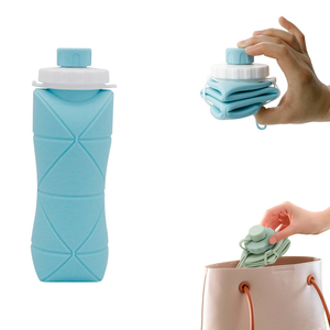 ขวดน้ำซิลิโคนพับได้ปรับแต่งได้ ปลอดสาร BPA น้ำหนักเบา พกพาสะดวก สำหรับเล่นกีฬาและเดินป่า - Product Image 5