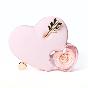 Caja de Joyería en Forma de Doble Corazón, Jabón, Flor Eterna, Caja para Collar y Anillo, Caja de Regalo con Flor Preservada para el Día de San Valentín - Product Image 1
