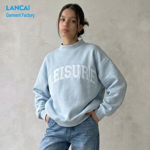 <span class=keywords><strong>Felpa</strong></span> <span class=keywords><strong>Oversize</strong></span> in Cotone <span class=keywords><strong>Vintage</strong></span> con Collo Alto e Logo Ricamato Personalizzato, Abbigliamento Casual Varsity OEM del Produttore - Product Image 1