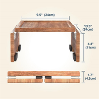Plateau de canapé pliable en bois d'acacia, plateau portable pour accoudoir de canapé, pour boissons, collations, télécommande, lecture