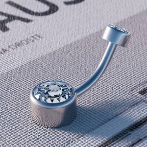 ห่วงเจาะร่างกายทำจากไทเทเนียมแบบเกลียวใส G23ห่วงสะดือทรงลูกบาศก์เซอร์โคเนีย - Product Image 2