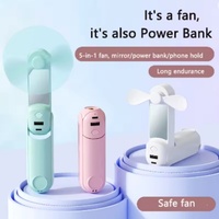 Kipas Mini 5 in 1 genggam portabel, kipas Mini 5 in 1 dapat diisi ulang 1200mAh, senter genggam meja