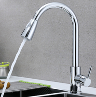 Robinet de cuisine moderne avec douchette extractible en acier inoxydable pour usage domestique