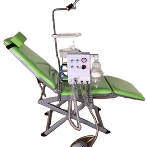 Silla dental portátil de alta calidad con unidad de turbina dental manual Equipos dentales de plástico y metal a la venta