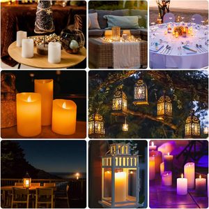 <b>Set</b> of 9 Remote Control with Battery Operated Decorative Led <b>Candles</b> Real Wax Pillar Flameless <b>Candles</b> Lights - Product Image 5