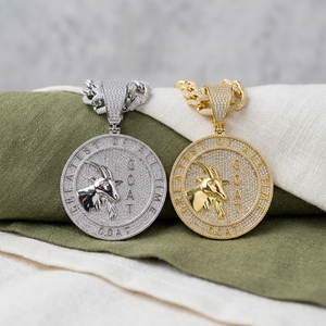 Colgante de Moneda con Cabeza de Cabra de Moissanita Plateada, Estilo Hiphop Iceout, Joyería de Moda de Lujo para Fiestas y Eventos, Diseño Premium Atrevido y de Alta Gama - Product Image 4
