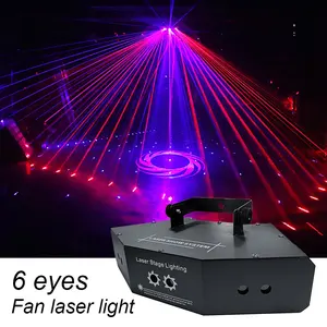RGB Full Color 6 Eyes Laser Stage Light Scanner With Pattern Projection Laser Disco DJ Party Light