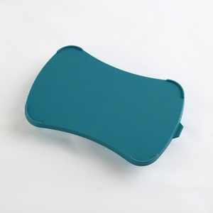 จานสบู่พลาสติกโค้งมน ดีไซน์ระบายน้ำแบบถอดได้ สิ่งจำเป็นในห้องน้ำ พื้นผิวเรียบ สไตล์มินิมอล สีฟ้าล้วน - Product Image 4