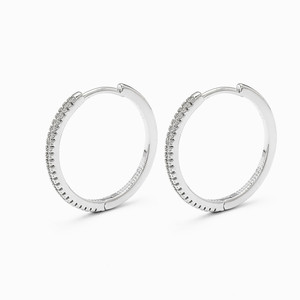 Pendientes de Aro en Oro Rosa con Diseño Geométrico y Engaste de Canal, Joyería de Moda - Product Image 4