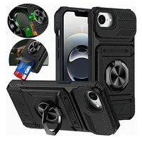 Coque Arrière Magnétique Antichoc avec Anneau Support et Emplacement Carte pour iPhone 17e 16e 17 Air 16 15 14 13 Pro Max Plus