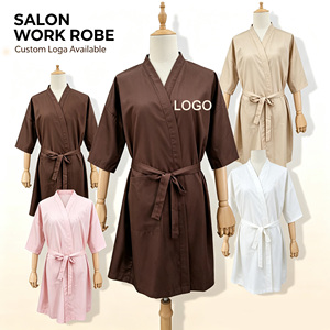 Accappatoio Kimono da <span class=keywords><strong>Donna</strong></span> in Poliestere Impermeabile <span class=keywords><strong>per</strong></span> Parrucchieri con LOGO Personalizzato, Colore Cioccolato, <span class=keywords><strong>per</strong></span> Spa e Salone, Marrone - Product Image 1