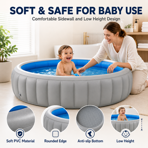 <span class=keywords><strong>Piscine</strong></span> gonflable pour enfants d'intérieur en PVC, baignoire pour bébé avec <span class=keywords><strong>fond</strong></span> antidérapant et vidange facile - Product Image 2