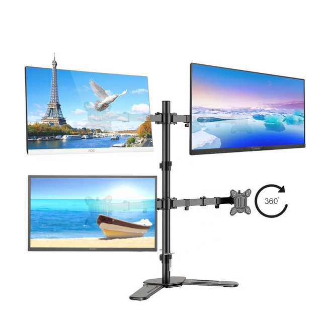 MT624 Triple Quad Monitor Stand for 15-27 Inch Screen Heavy Duty 10kg, 15-27 Full Motion Tilt & Rotate for Trading/Control Room