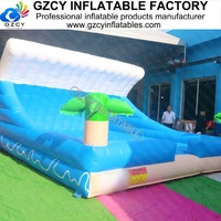 Simulateur de surf mécanique gonflable avec toit, thème tropical, en PVC, pour usage commercial et location événementielle