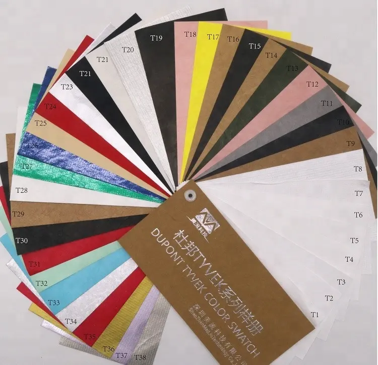 ورق Tyvek أقمشة دوبونت مقاوم للماء، مواد خام مشهورة ملونة Tyvek، لصنع حقيبة الملصقات