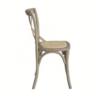 Chaise de bar haute ED-023 de style français minimaliste avec dossier croisé en bois massif et rotin, coussin moelleux, pour hôtel et usage domestique