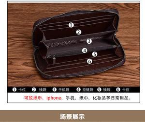 AndoBag Long <b>Wallet</b> for Women Genuine Cow Leather Vintage Card Holder Female Zipper Clutch <b>Phone</b> <b>Purse</b> Cowhide - Product Image 3