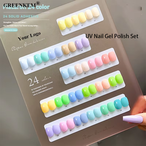 24 colores Macaron Gel Nail Art Set TPO HEMA Free Solid Baby Blue Candy Tones Polish para salón UV Nail Gel Polish Set - Product Image 5
