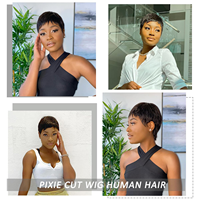 Perruque Courte Pixie à Boucles Lace Front Pré-Épilée avec Baby Hair Brésilienne – Perruque Pixie Glueless Lace Frontale en Cheveux Humains