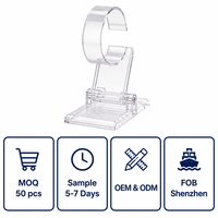 Présentoir à montres pliable en acrylique à 2 emplacements avec coussinets en velours transparent articulés pour salon professionnel OEM CALIC