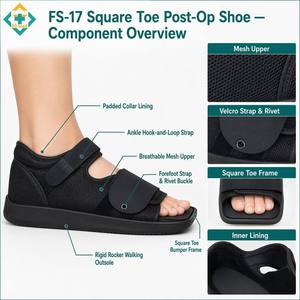Scarpa Ortopedica con Punta Quadrata e Suola Rigida <span class=keywords><strong>per</strong></span> Recupero Post-Operatorio e Protezione dell'Anteriore del Piede, Calzatura Correttiva - Product Image 2