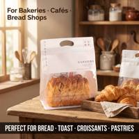 Pochette portable à fermeture éclair, film mat dépoli, fenêtre transparente complète, trou de poignée, sans danger pour les aliments, pour toasts, pâtisseries, cadeaux, vente au détail