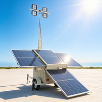 Tour d'éclairage solaire mobile pour l'extérieur, projecteur solaire LED pour rues et jardins, sur remorque