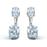 Boucles d'oreilles pendantes de luxe en moissanite ovale, plaquées rhodium, sertissage griffe, 6 carats au total, en argent 925, pour femme, bijoux quotidiens et de soirée